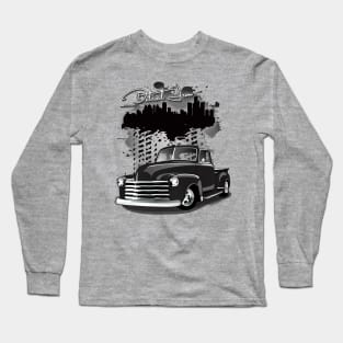 1948 Black Chevy Pickup Truck Detroit Iron Long Sleeve T-Shirt